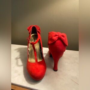 Maryjane Red Bow Heels Vintage BONGO
